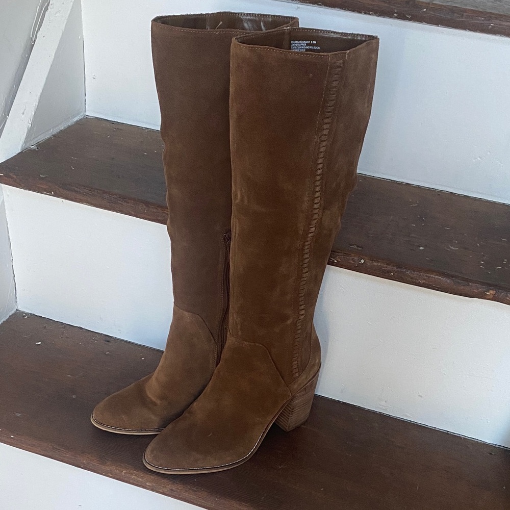 Steve Madden Roxana Chestnut Brown Suede Heeled Boots, Size 9.5M